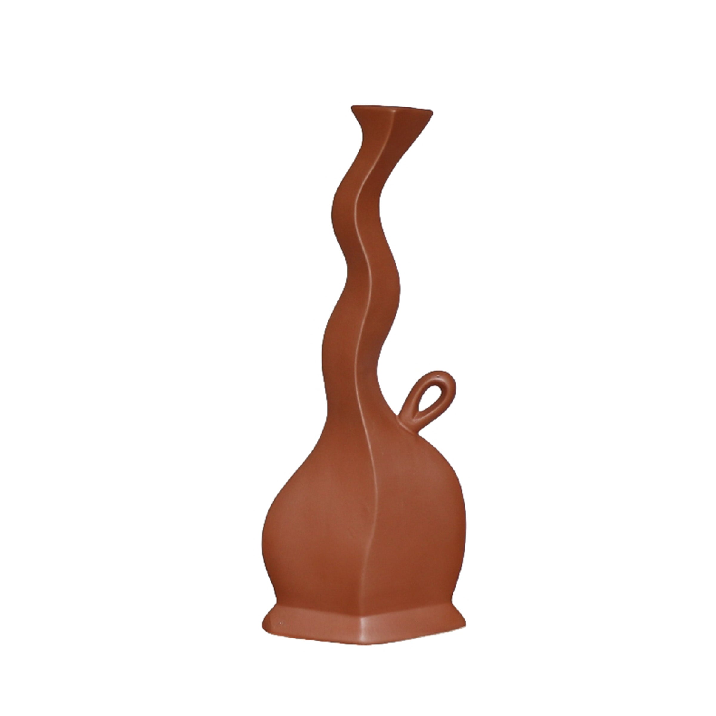 Contemporary Textured Vase FCF22135-Clay -  Vases - ebarza Furniture UAE | Shop Modern Furniture in Abu Dhabi & Dubai - مفروشات ايبازرا في الامارات | تسوق اثاث عصري وديكورات مميزة في دبي وابوظبي