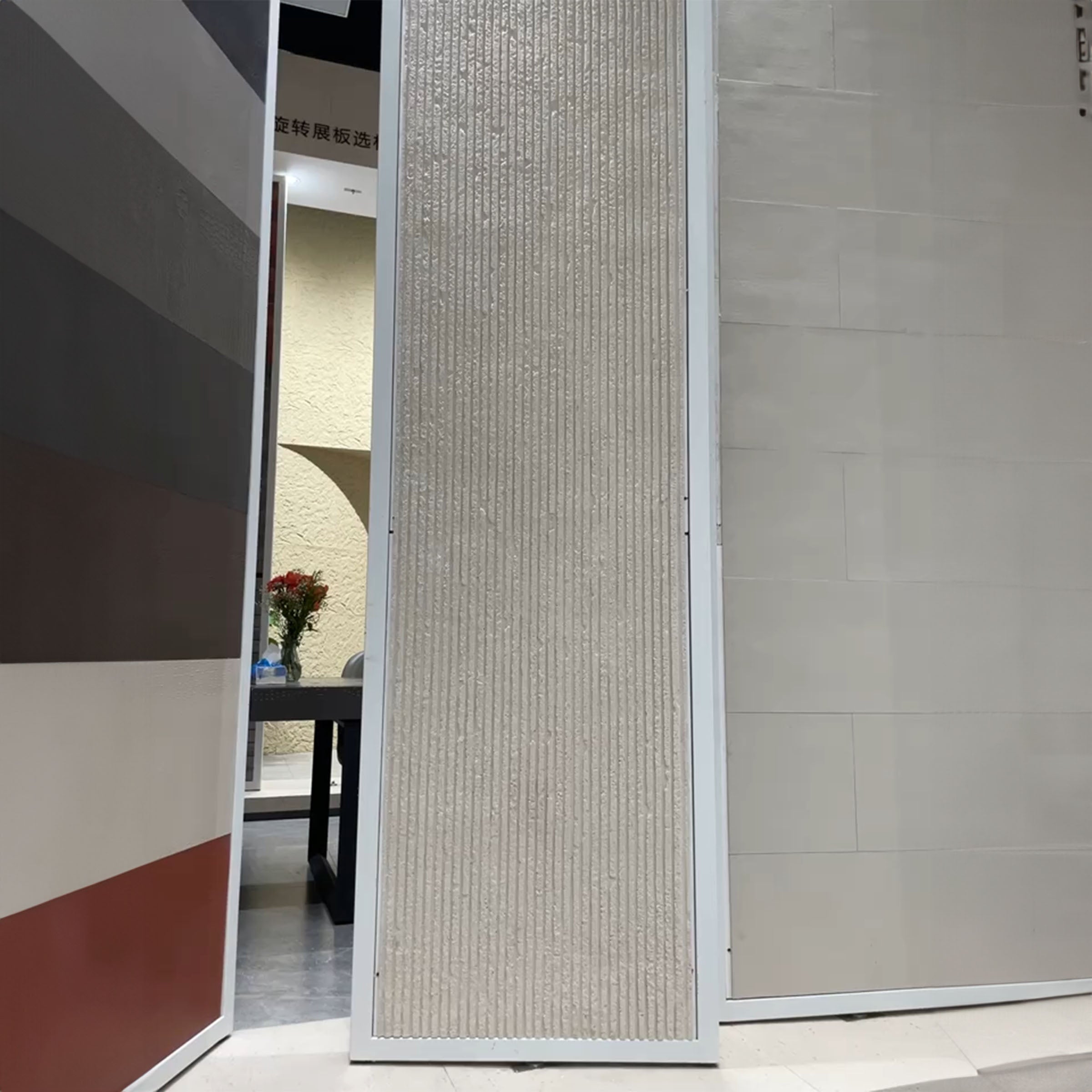 Sample of Flex Stone Cladding Square Line Stone white-Sample -  Wall panels samples - ebarza Furniture UAE | Shop Modern Furniture in Abu Dhabi & Dubai - مفروشات ايبازرا في الامارات | تسوق اثاث عصري وديكورات مميزة في دبي وابوظبي