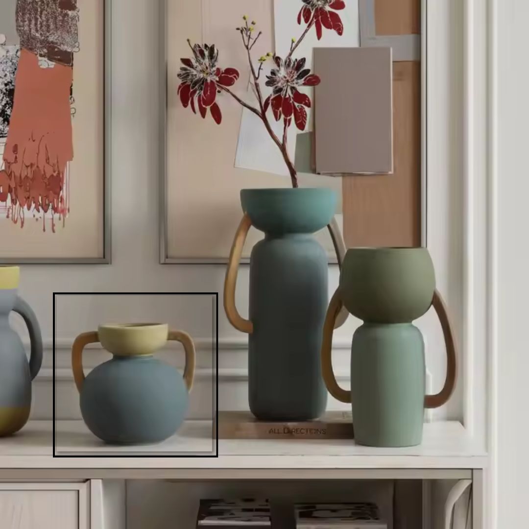 Four-Color Amphorae Ceramic Vase-C FF-D25066C - Vases - ebarza Furniture UAE | Shop Modern Furniture in Abu Dhabi & Dubai - مفروشات ايبازرا في الامارات | تسوق اثاث عصري وديكورات مميزة في دبي وابوظبي