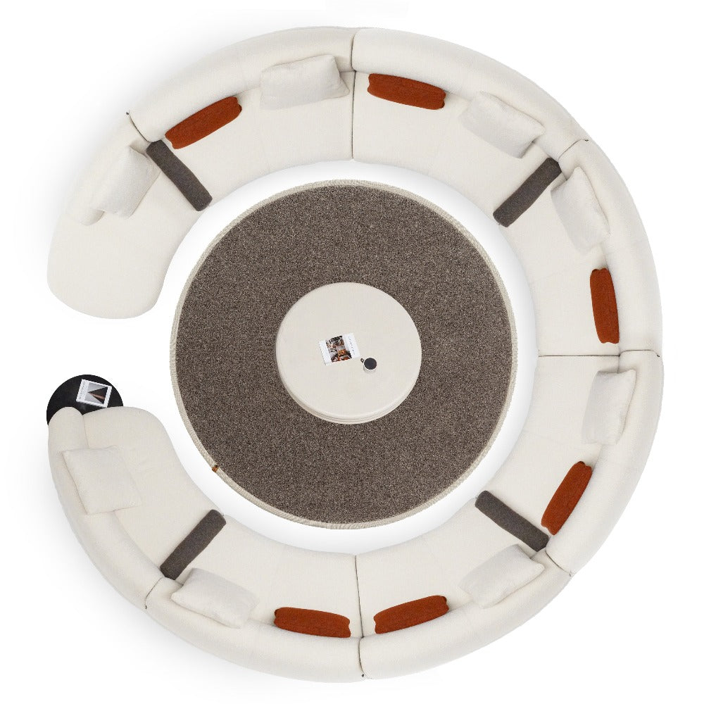 Teddy Curved Sofa with SideTable SF061 -  Sofas - ebarza Furniture UAE | Shop Modern Furniture in Abu Dhabi & Dubai - مفروشات ايبازرا في الامارات | تسوق اثاث عصري وديكورات مميزة في دبي وابوظبي