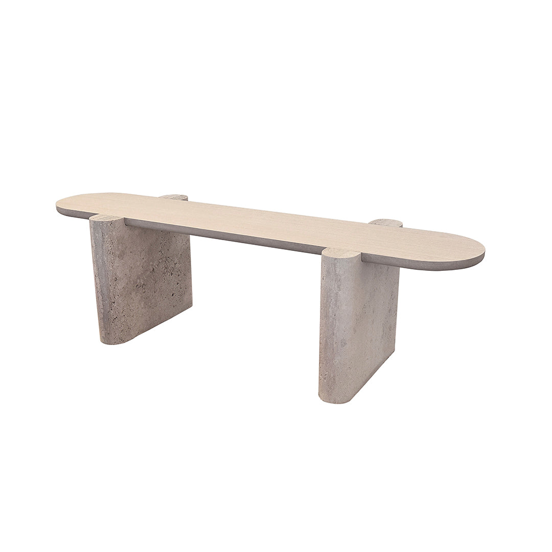 Grenoble Travertine Side Table - EB06CT - Side Tables - ebarza Furniture UAE | Shop Modern Furniture in Abu Dhabi & Dubai - مفروشات ايبازرا في الامارات | تسوق اثاث عصري وديكورات مميزة في دبي وابوظبي