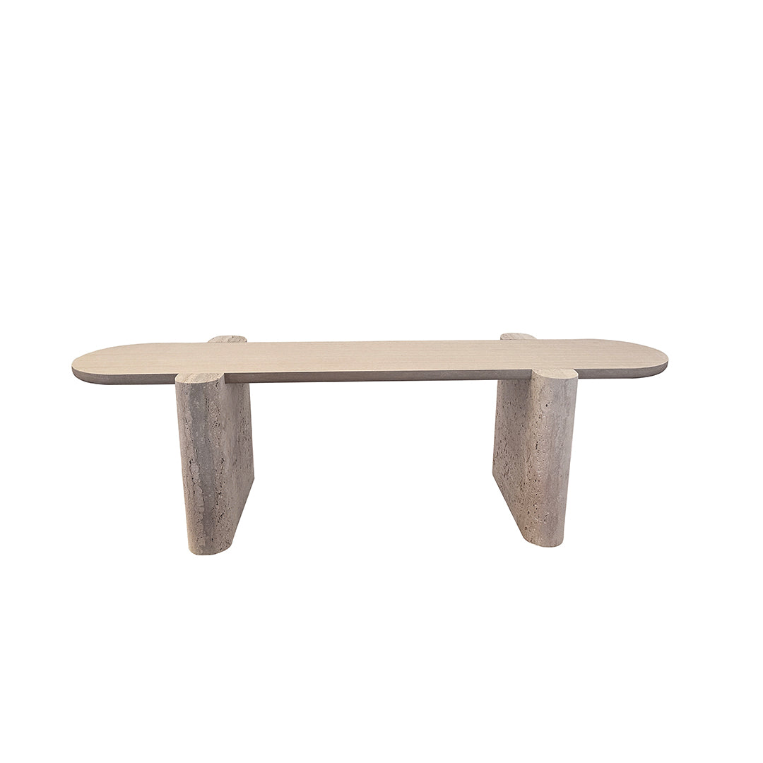 Grenoble Travertine Side Table - EB06CT - Side Tables - ebarza Furniture UAE | Shop Modern Furniture in Abu Dhabi & Dubai - مفروشات ايبازرا في الامارات | تسوق اثاث عصري وديكورات مميزة في دبي وابوظبي
