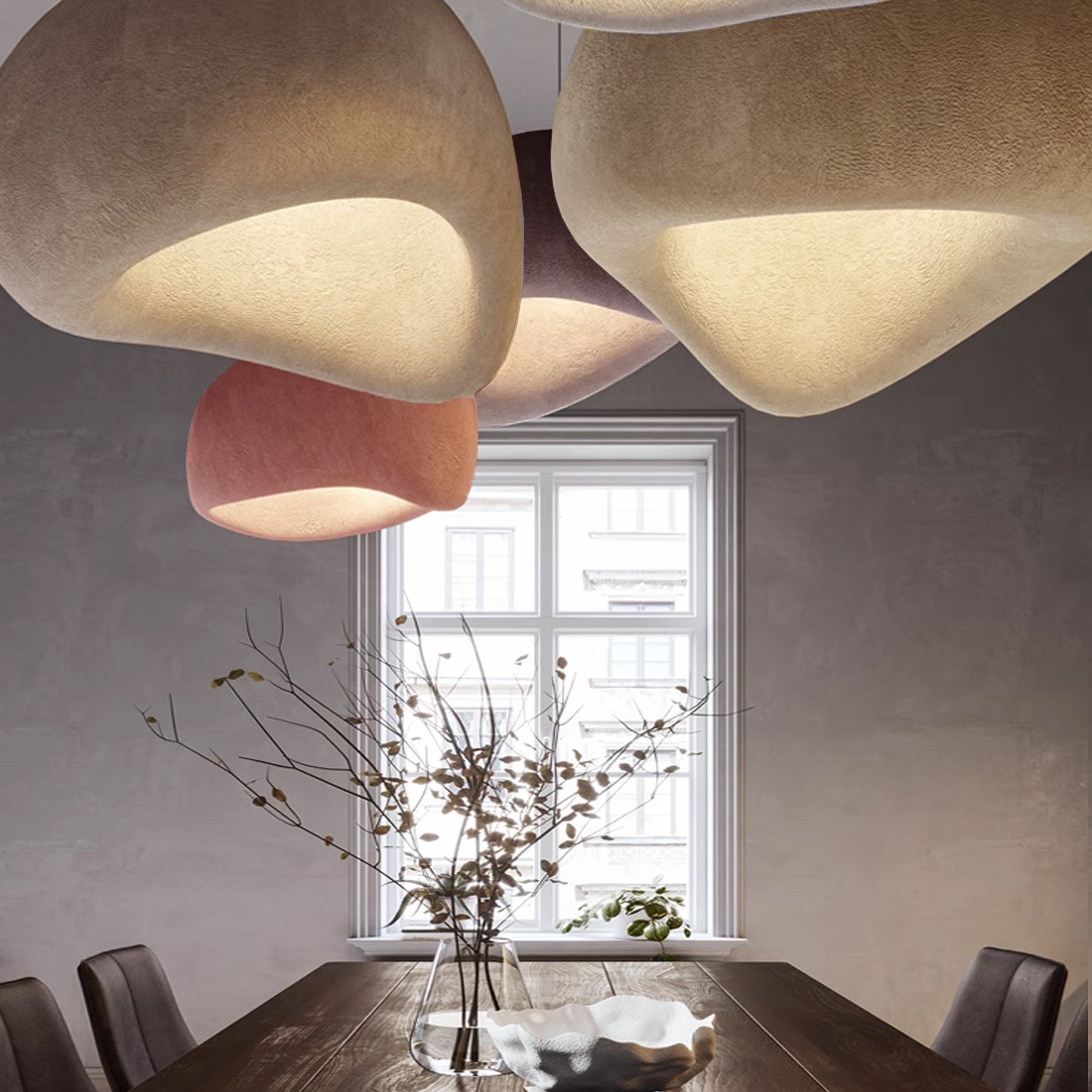 Wabi Sabi Clay 4m Pendant Lamp HTD-IP1433-061 / D60*H32-Clay - Pendant Lamps - ebarza Furniture UAE | Shop Modern Furniture in Abu Dhabi & Dubai - مفروشات ايبازرا في الامارات | تسوق اثاث عصري وديكورات مميزة في دبي وابوظبي