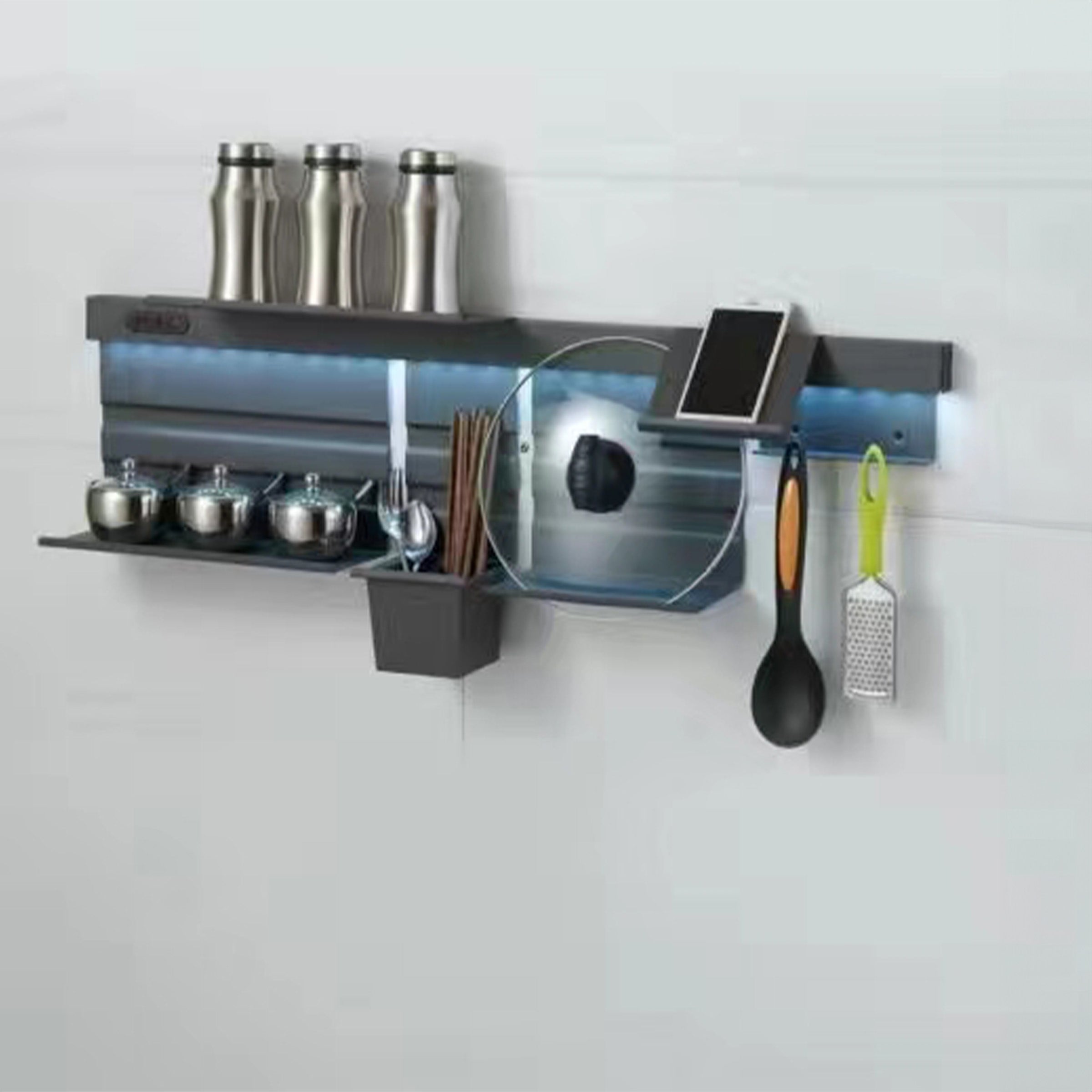 Hang Rack with LED Wall Mounted kitchen Rack with Light CH5-ST053-3000k - Shelves - ebarza Furniture UAE | Shop Modern Furniture in Abu Dhabi & Dubai - مفروشات ايبازرا في الامارات | تسوق اثاث عصري وديكورات مميزة في دبي وابوظبي