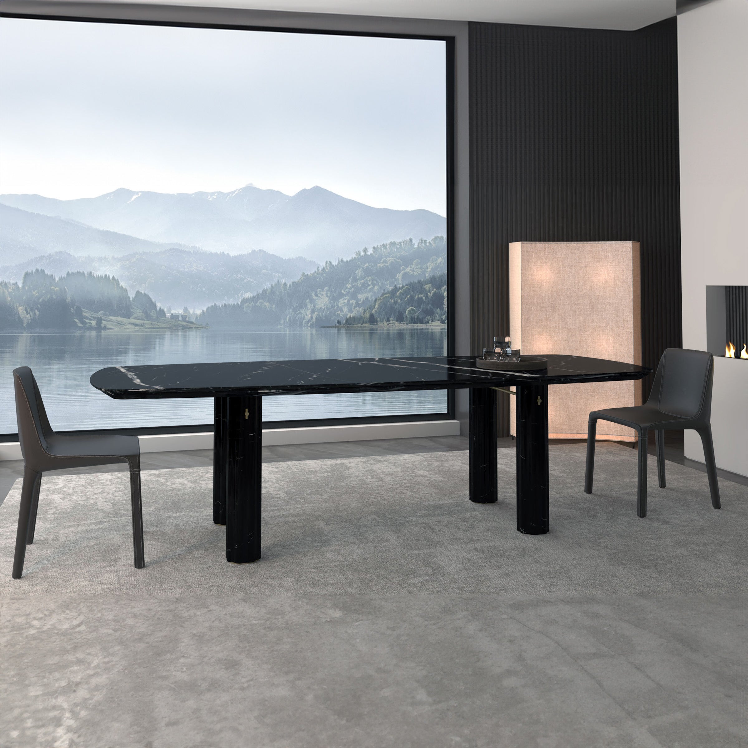 Harmony Natural Marble Dining table 419DT -  Dining Tables - ebarza Furniture UAE | Shop Modern Furniture in Abu Dhabi & Dubai - مفروشات ايبازرا في الامارات | تسوق اثاث عصري وديكورات مميزة في دبي وابوظبي