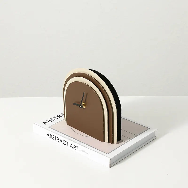 Brown Leather Clock FB-PG2208B -  Clocks - ebarza Furniture UAE | Shop Modern Furniture in Abu Dhabi & Dubai - مفروشات ايبازرا في الامارات | تسوق اثاث عصري وديكورات مميزة في دبي وابوظبي