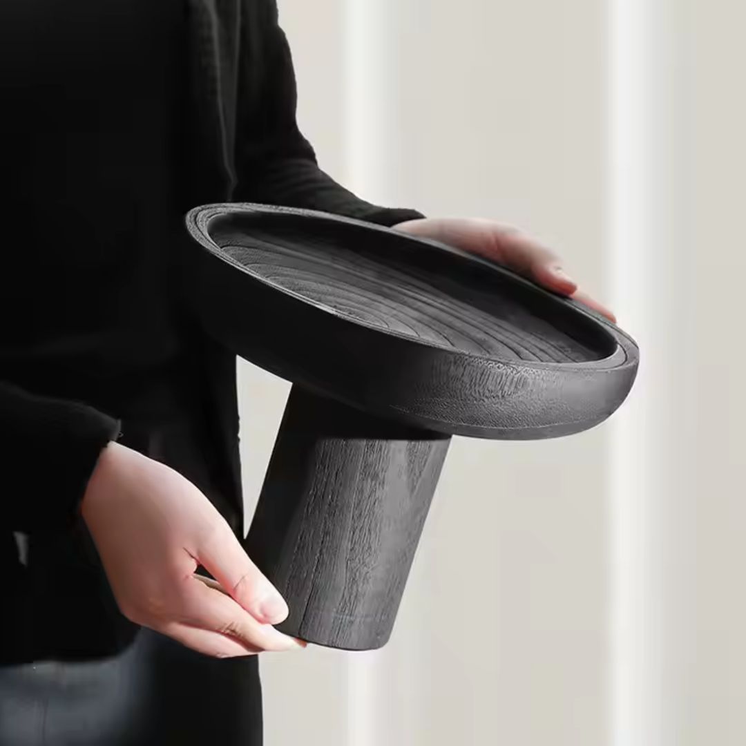 High-Legged Wooden Fruit Bowl-Black FB-MC23010B - Bowls - ebarza Furniture UAE | Shop Modern Furniture in Abu Dhabi & Dubai - مفروشات ايبازرا في الامارات | تسوق اثاث عصري وديكورات مميزة في دبي وابوظبي