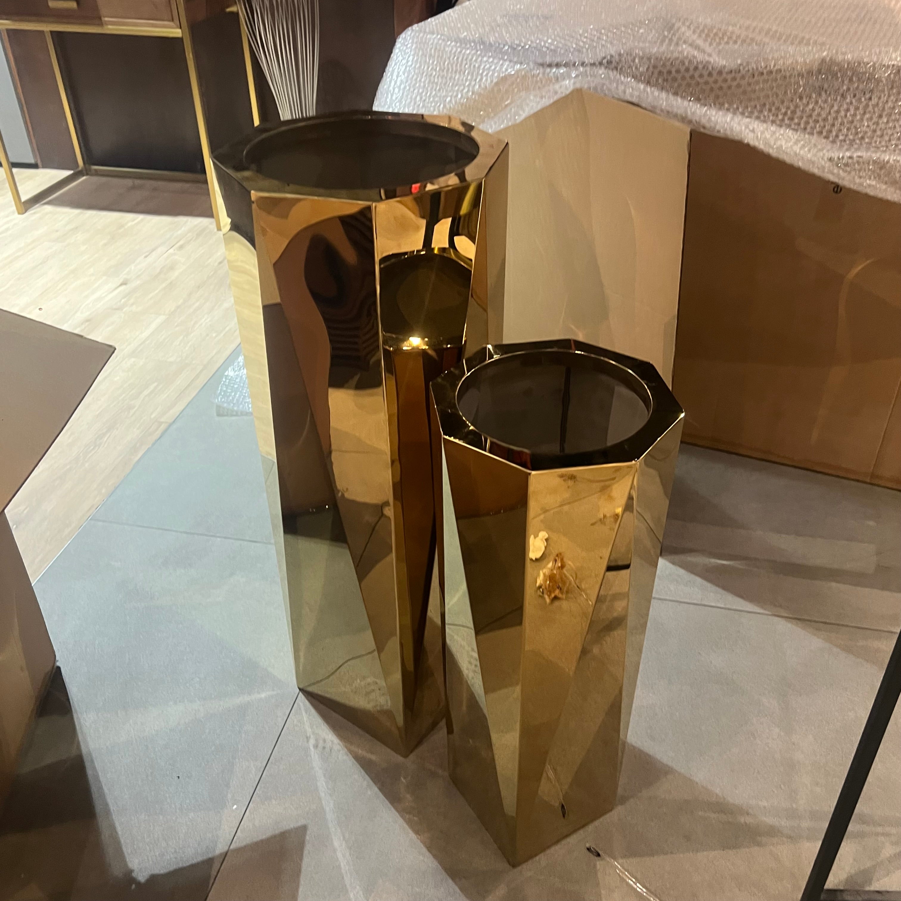 Display Item - Set Of 3 Large Stainless Steel Planter Box Jks094-95-96 Tg-P01-G-Nakheel - DISPLAY ITEM - ebarza Furniture UAE | Shop Modern Furniture in Abu Dhabi & Dubai - مفروشات ايبازرا في الامارات | تسوق اثاث عصري وديكورات مميزة في دبي وابوظبي