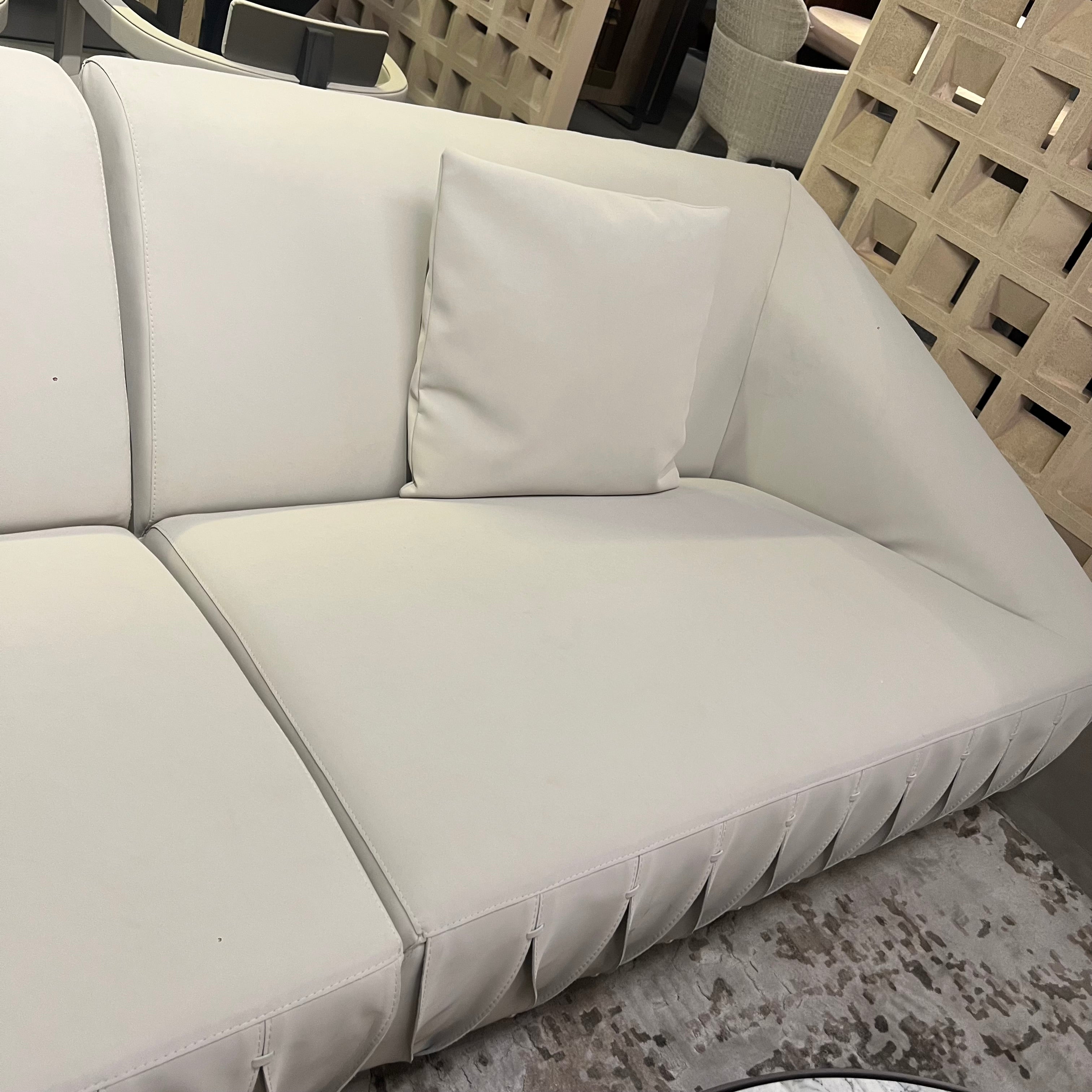 Display Item - Desert Leather Biege Sofa AMBO-S80160-Nakheel - DISPLAY ITEM - ebarza Furniture UAE | Shop Modern Furniture in Abu Dhabi & Dubai - مفروشات ايبازرا في الامارات | تسوق اثاث عصري وديكورات مميزة في دبي وابوظبي