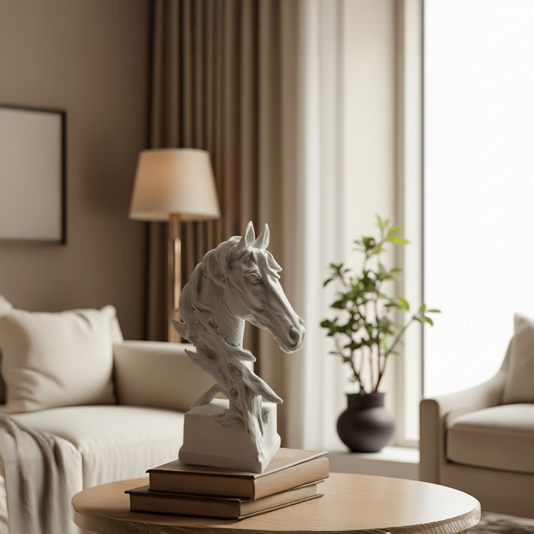 Ivory White Horse Head Ornament BMS284 - Home Decor Figurines - ebarza Furniture UAE | Shop Modern Furniture in Abu Dhabi & Dubai - مفروشات ايبازرا في الامارات | تسوق اثاث عصري وديكورات مميزة في دبي وابوظبي