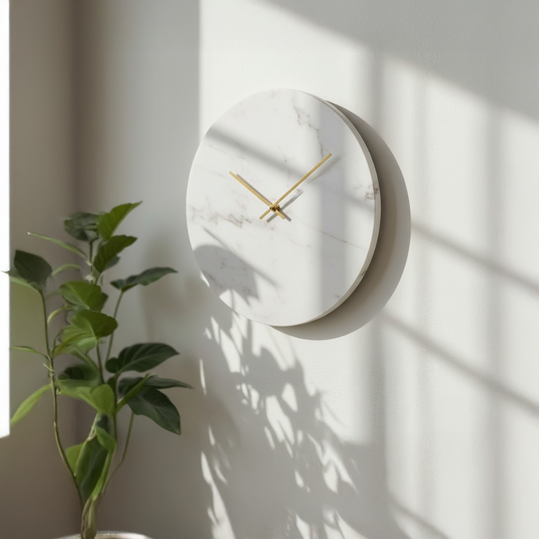 Jazz White Marble 10 Inch Wall Clock WCA880 - Clocks - ebarza Furniture UAE | Shop Modern Furniture in Abu Dhabi & Dubai - مفروشات ايبازرا في الامارات | تسوق اثاث عصري وديكورات مميزة في دبي وابوظبي