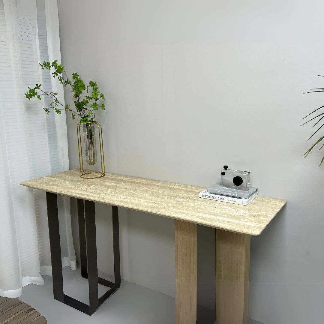 Jura Console/Sideboard Travertine Top 160cm Tg-488 / MLL-C09 - Consoles - ebarza Furniture UAE | Shop Modern Furniture in Abu Dhabi & Dubai - مفروشات ايبازرا في الامارات | تسوق اثاث عصري وديكورات مميزة في دبي وابوظبي
