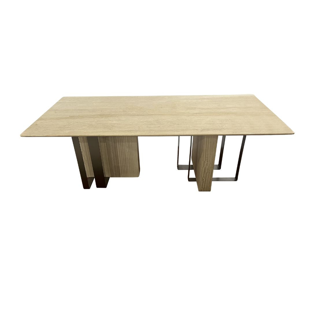 Jura Rectangular Table Travertine Top 220cm MLL-C10 / TG-488 - Dining Tables - ebarza Furniture UAE | Shop Modern Furniture in Abu Dhabi & Dubai - مفروشات ايبازرا في الامارات | تسوق اثاث عصري وديكورات مميزة في دبي وابوظبي