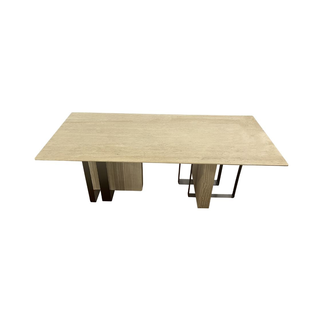 Jura Rectangular Table Travertine Top 220cm MLL-C10 / TG-488 - Dining Tables - ebarza Furniture UAE | Shop Modern Furniture in Abu Dhabi & Dubai - مفروشات ايبازرا في الامارات | تسوق اثاث عصري وديكورات مميزة في دبي وابوظبي