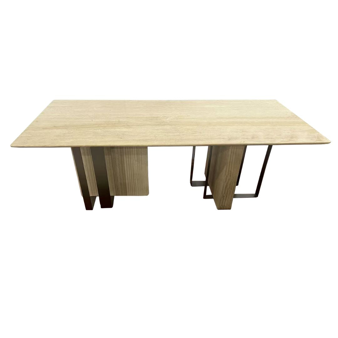 Jura Rectangular Table Travertine Top 220cm MLL-C10 / TG-488 - Dining Tables - ebarza Furniture UAE | Shop Modern Furniture in Abu Dhabi & Dubai - مفروشات ايبازرا في الامارات | تسوق اثاث عصري وديكورات مميزة في دبي وابوظبي