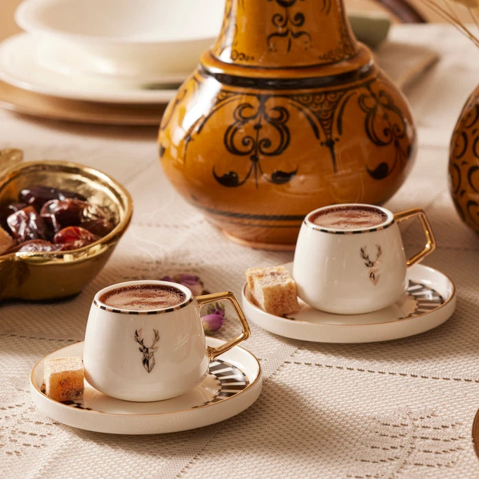 Karaca Aries Coffee Cup Set for 2 People 100 ml 153.03.05.0116 - Coffee Sets - ebarza Furniture UAE | Shop Modern Furniture in Abu Dhabi & Dubai - مفروشات ايبازرا في الامارات | تسوق اثاث عصري وديكورات مميزة في دبي وابوظبي