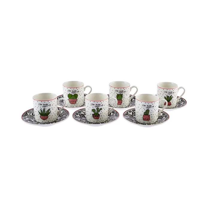Karaca Cactus Set of 6 Coffee Cups 80 ml 153.03.05.0283 -  Coffee Sets - ebarza Furniture UAE | Shop Modern Furniture in Abu Dhabi & Dubai - مفروشات ايبازرا في الامارات | تسوق اثاث عصري وديكورات مميزة في دبي وابوظبي
