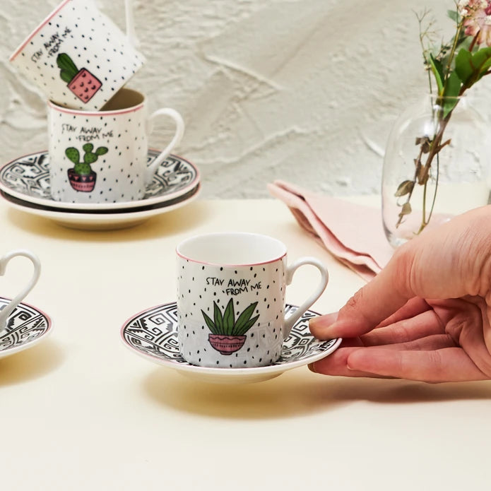 Karaca Cactus Set of 6 Coffee Cups 80 ml 153.03.05.0283 -  Coffee Sets - ebarza Furniture UAE | Shop Modern Furniture in Abu Dhabi & Dubai - مفروشات ايبازرا في الامارات | تسوق اثاث عصري وديكورات مميزة في دبي وابوظبي