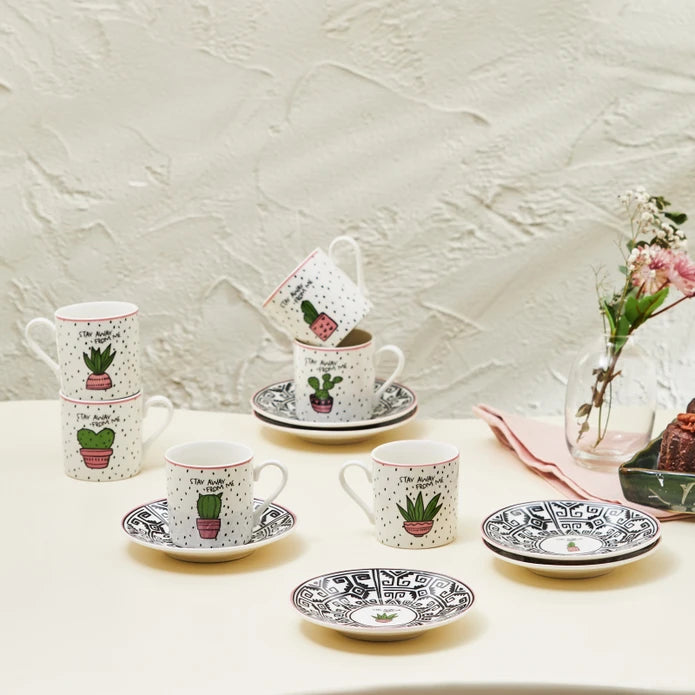 Karaca Cactus Set of 6 Coffee Cups 80 ml 153.03.05.0283 -  Coffee Sets - ebarza Furniture UAE | Shop Modern Furniture in Abu Dhabi & Dubai - مفروشات ايبازرا في الامارات | تسوق اثاث عصري وديكورات مميزة في دبي وابوظبي