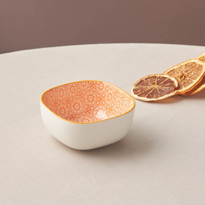 Karaca Floral Orange Square Snack Bowl 10 cm 153.03.08.2981 -  Bowls - ebarza Furniture UAE | Shop Modern Furniture in Abu Dhabi & Dubai - مفروشات ايبازرا في الامارات | تسوق اثاث عصري وديكورات مميزة في دبي وابوظبي