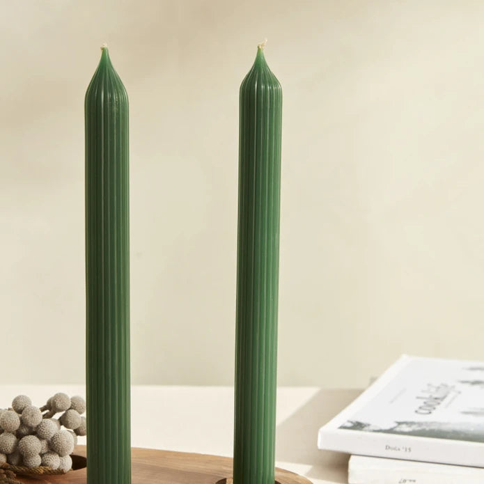 Karaca Home Wave 2-Green Candlestick Candles 300.23.01.0262 - Candles - ebarza Furniture UAE | Shop Modern Furniture in Abu Dhabi & Dubai - مفروشات ايبازرا في الامارات | تسوق اثاث عصري وديكورات مميزة في دبي وابوظبي