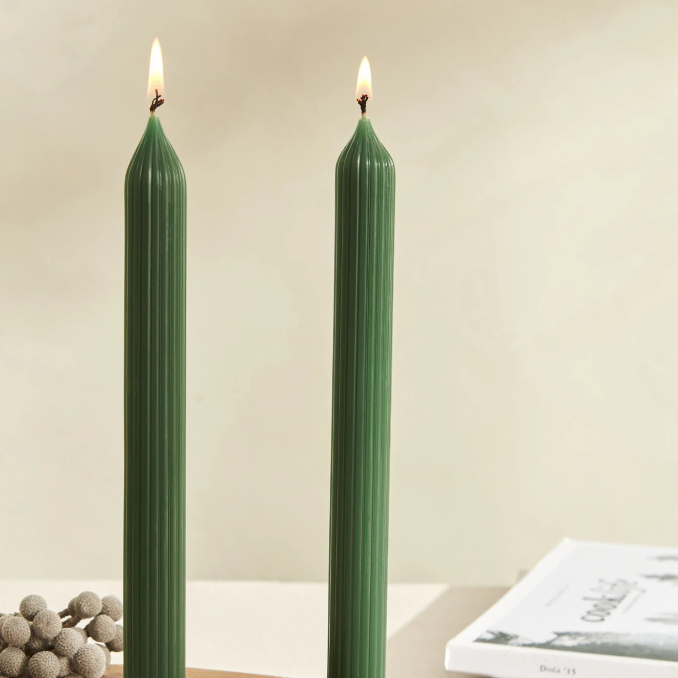 Karaca Home Wave 2-Green Candlestick Candles 300.23.01.0262 - Candles - ebarza Furniture UAE | Shop Modern Furniture in Abu Dhabi & Dubai - مفروشات ايبازرا في الامارات | تسوق اثاث عصري وديكورات مميزة في دبي وابوظبي