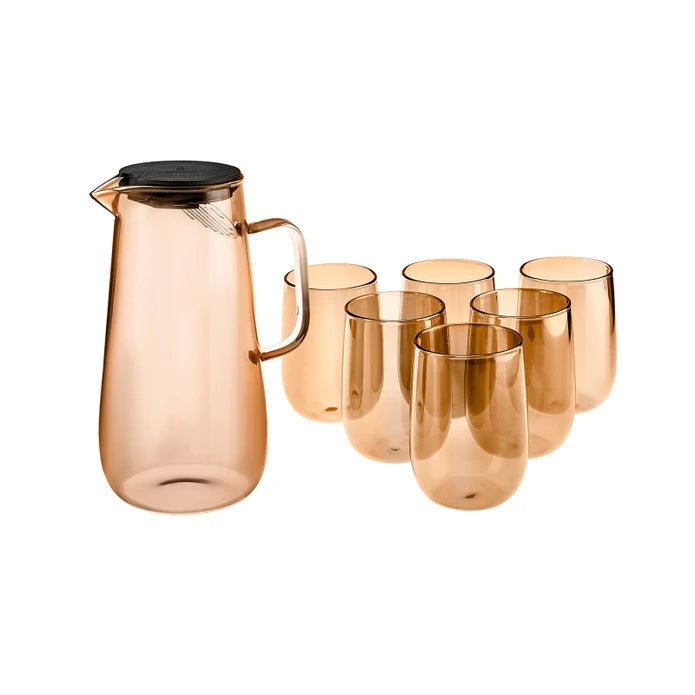 Karaca Parma Amber 7 Piece Water Set 153.09.01.0654 -  Drinkware - ebarza Furniture UAE | Shop Modern Furniture in Abu Dhabi & Dubai - مفروشات ايبازرا في الامارات | تسوق اثاث عصري وديكورات مميزة في دبي وابوظبي