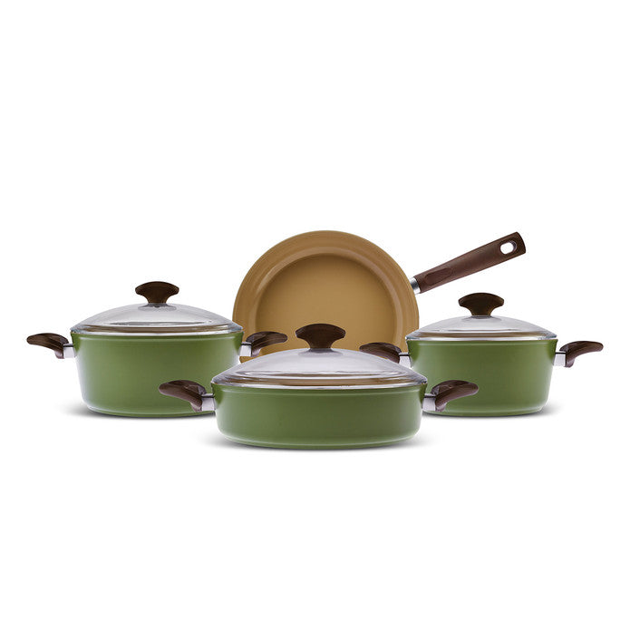 Karaca Swiss Crystal Nature Pro 7 Piece Cookware Set 153.03.08.4491 -  Cookware Sets - ebarza Furniture UAE | Shop Modern Furniture in Abu Dhabi & Dubai - مفروشات ايبازرا في الامارات | تسوق اثاث عصري وديكورات مميزة في دبي وابوظبي