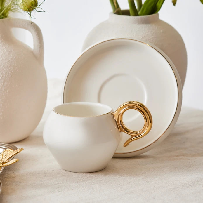 Karaca Venus Gold Set of 2 Coffee Cups 135 ml 153.03.05.0142 - Coffee Sets - ebarza Furniture UAE | Shop Modern Furniture in Abu Dhabi & Dubai - مفروشات ايبازرا في الامارات | تسوق اثاث عصري وديكورات مميزة في دبي وابوظبي