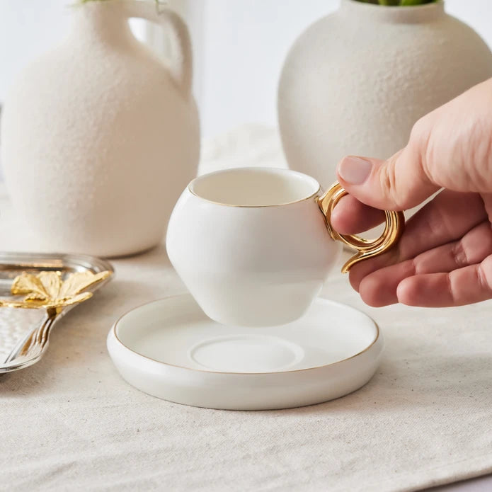 Karaca Venus Gold Set of 2 Coffee Cups 135 ml 153.03.05.0142 - Coffee Sets - ebarza Furniture UAE | Shop Modern Furniture in Abu Dhabi & Dubai - مفروشات ايبازرا في الامارات | تسوق اثاث عصري وديكورات مميزة في دبي وابوظبي