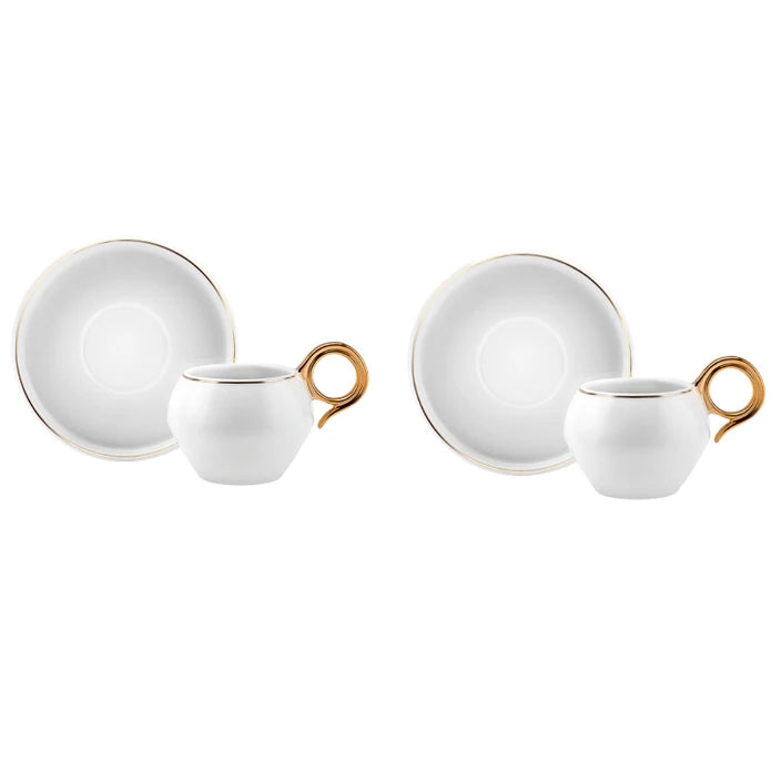 Karaca Venus Gold Set of 2 Coffee Cups 135 ml 153.03.05.0142 - Coffee Sets - ebarza Furniture UAE | Shop Modern Furniture in Abu Dhabi & Dubai - مفروشات ايبازرا في الامارات | تسوق اثاث عصري وديكورات مميزة في دبي وابوظبي