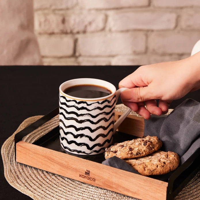 Karaca Zigzag Mug 360 Ml Black 153.09.01.2791 -  Mugs - ebarza Furniture UAE | Shop Modern Furniture in Abu Dhabi & Dubai - مفروشات ايبازرا في الامارات | تسوق اثاث عصري وديكورات مميزة في دبي وابوظبي