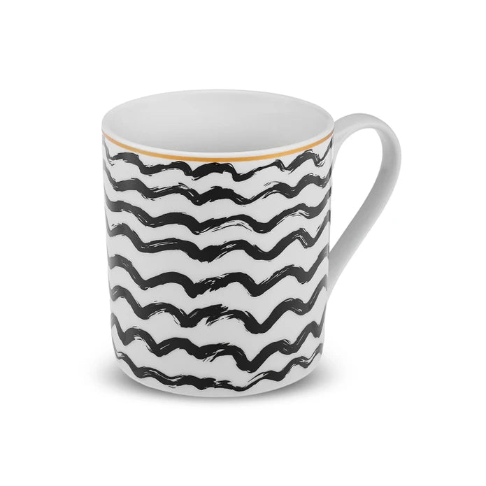 Karaca Zigzag Mug 360 Ml Black 153.09.01.2791 -  Mugs - ebarza Furniture UAE | Shop Modern Furniture in Abu Dhabi & Dubai - مفروشات ايبازرا في الامارات | تسوق اثاث عصري وديكورات مميزة في دبي وابوظبي