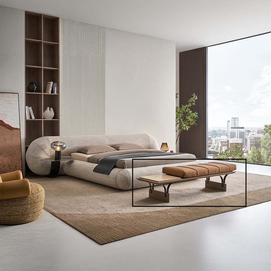 Laisi Microfiber Leather Bench with beige travertine Side DB-C-02 B STYLE - Benches - ebarza Furniture UAE | Shop Modern Furniture in Abu Dhabi & Dubai - مفروشات ايبازرا في الامارات | تسوق اثاث عصري وديكورات مميزة في دبي وابوظبي