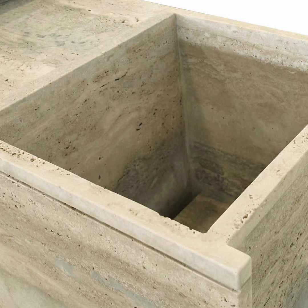 Lapis Travertine Console/ Side Board With Planter Box - EB16 - Sideboards - ebarza Furniture UAE | Shop Modern Furniture in Abu Dhabi & Dubai - مفروشات ايبازرا في الامارات | تسوق اثاث عصري وديكورات مميزة في دبي وابوظبي