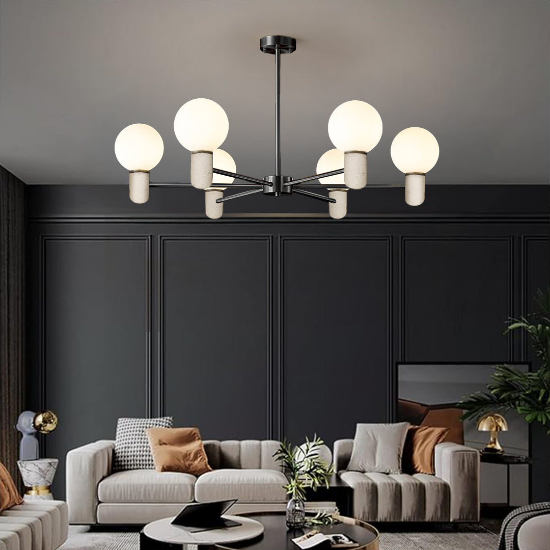 Travertine Marble Pendant Lamp 8801-6-Gunblack travertine - Pendant Lamps - ebarza Furniture UAE | Shop Modern Furniture in Abu Dhabi & Dubai - مفروشات ايبازرا في الامارات | تسوق اثاث عصري وديكورات مميزة في دبي وابوظبي