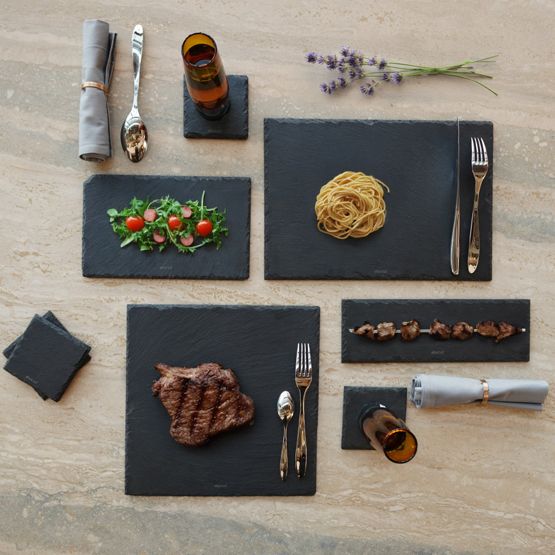 Slate Serving Board Rough Chipped Edges 26x16cm - CKPL2616B - Trays - ebarza Furniture UAE | Shop Modern Furniture in Abu Dhabi & Dubai - مفروشات ايبازرا في الامارات | تسوق اثاث عصري وديكورات مميزة في دبي وابوظبي