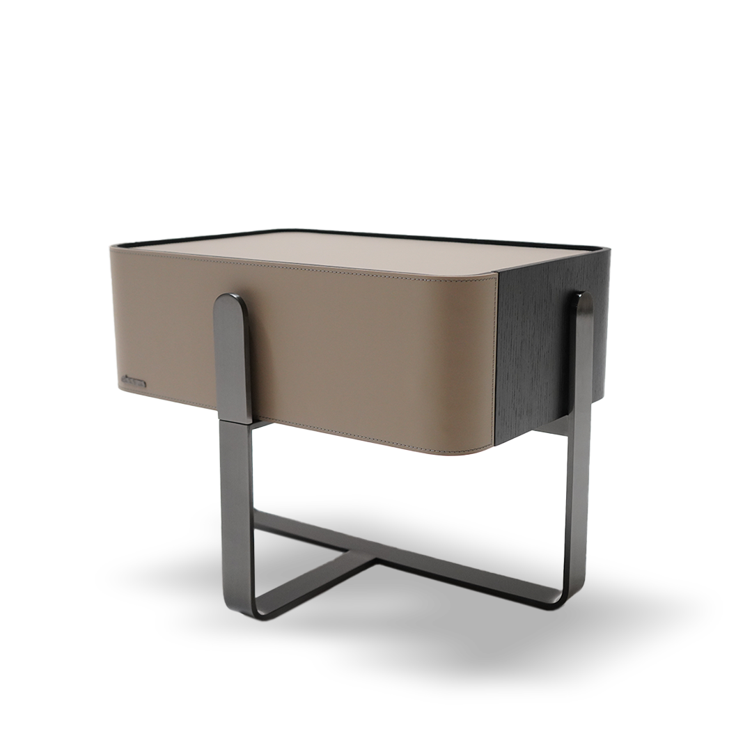 AS IS - Saddle Leather Bedside Table JK-E18 - DISPLAY ITEM - ebarza Furniture UAE | Shop Modern Furniture in Abu Dhabi & Dubai - مفروشات ايبازرا في الامارات | تسوق اثاث عصري وديكورات مميزة في دبي وابوظبي