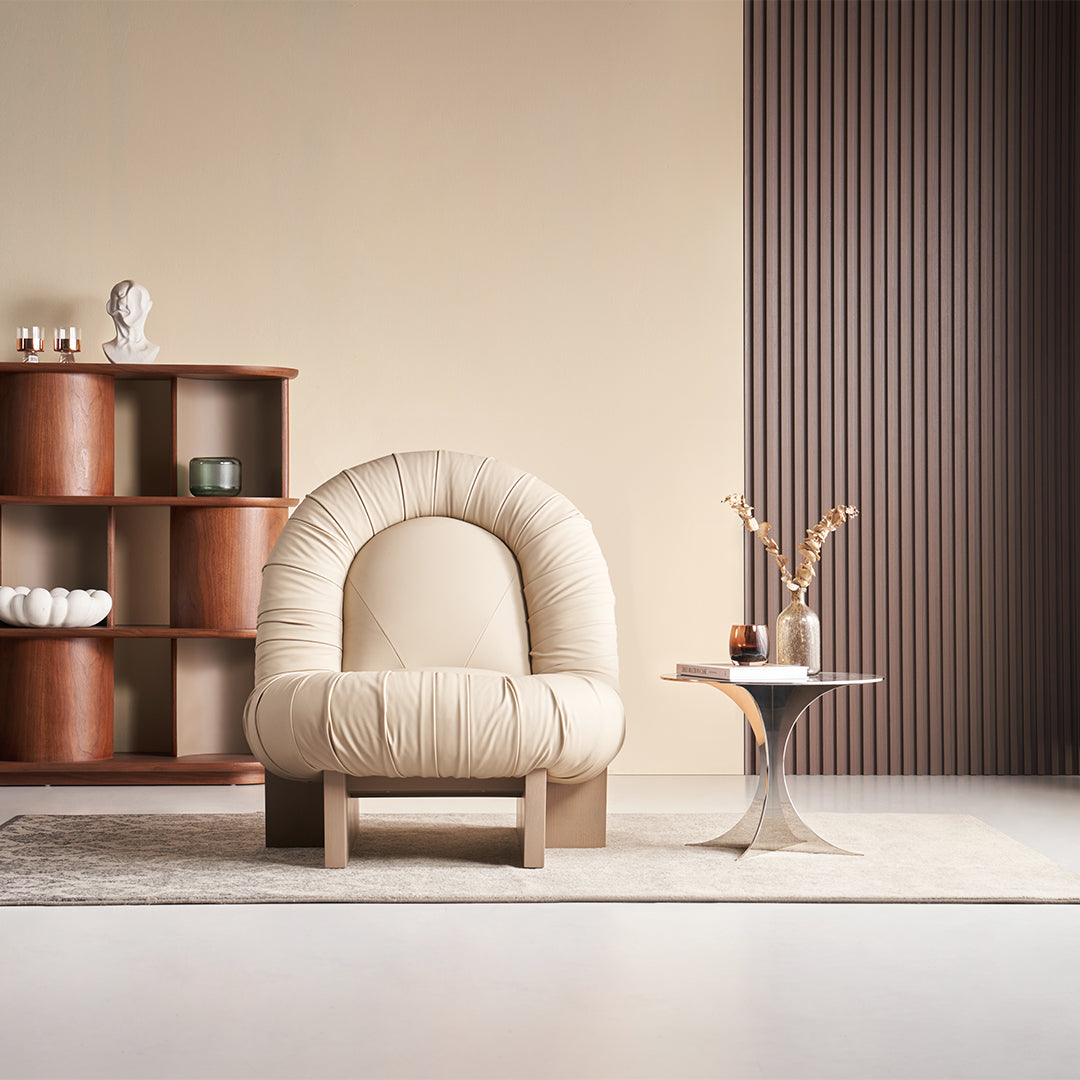 Lounge Chair LC092 - Beige - Lounge Chairs - ebarza Furniture UAE | Shop Modern Furniture in Abu Dhabi & Dubai - مفروشات ايبازرا في الامارات | تسوق اثاث عصري وديكورات مميزة في دبي وابوظبي