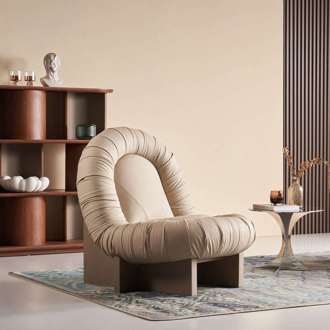 Lounge Chair LC092 - Beige - Lounge Chairs - ebarza Furniture UAE | Shop Modern Furniture in Abu Dhabi & Dubai - مفروشات ايبازرا في الامارات | تسوق اثاث عصري وديكورات مميزة في دبي وابوظبي