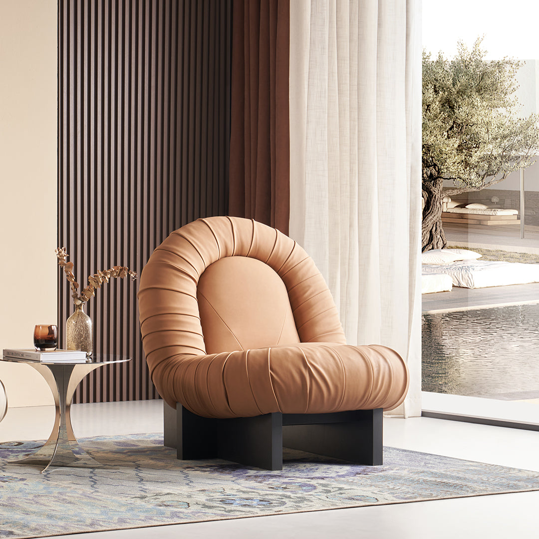Lounge Chair LC092 - Orange - Lounge Chairs - ebarza Furniture UAE | Shop Modern Furniture in Abu Dhabi & Dubai - مفروشات ايبازرا في الامارات | تسوق اثاث عصري وديكورات مميزة في دبي وابوظبي