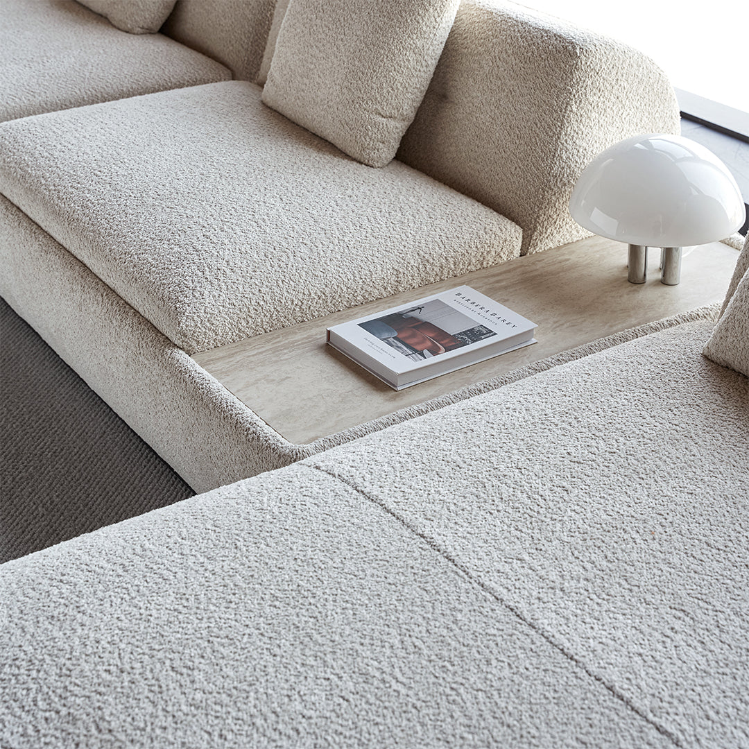 Pre-order 90 Days Delivery Lylia Single Seater Module With Travertine Side Table - MSTV-S013-C1 - Sofas - ebarza Furniture UAE | Shop Modern Furniture in Abu Dhabi & Dubai - مفروشات ايبازرا في الامارات | تسوق اثاث عصري وديكورات مميزة في دبي وابوظبي