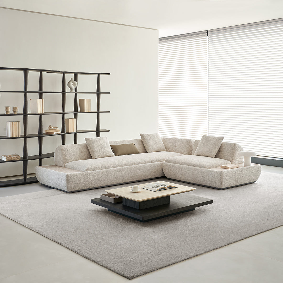 Lylia Chaise Module With Travertine Side Table - MSTV-S013-B -  Sofas - ebarza Furniture UAE | Shop Modern Furniture in Abu Dhabi & Dubai - مفروشات ايبازرا في الامارات | تسوق اثاث عصري وديكورات مميزة في دبي وابوظبي