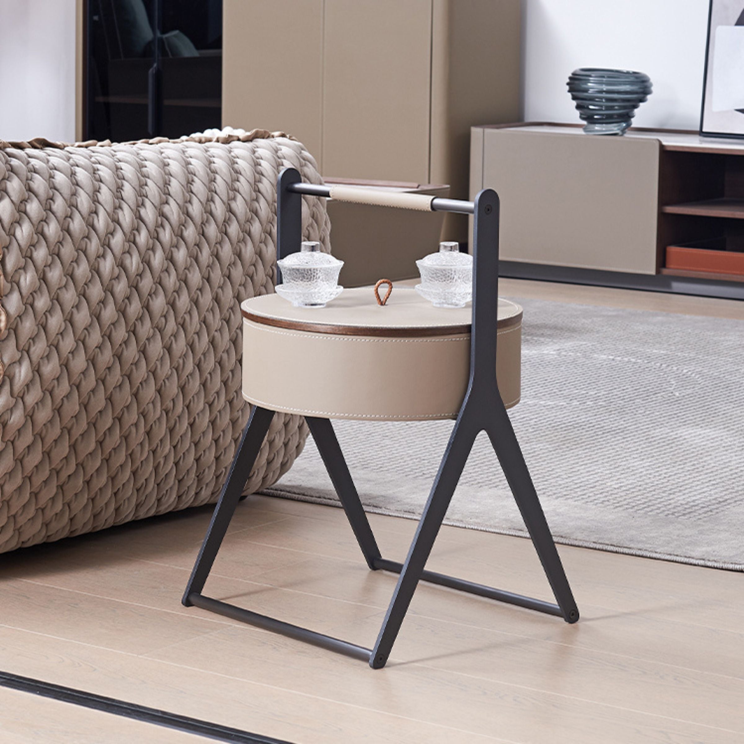 Saddle Leather Coffee Table MLL-D66 -  Coffee tables - ebarza Furniture UAE | Shop Modern Furniture in Abu Dhabi & Dubai - مفروشات ايبازرا في الامارات | تسوق اثاث عصري وديكورات مميزة في دبي وابوظبي