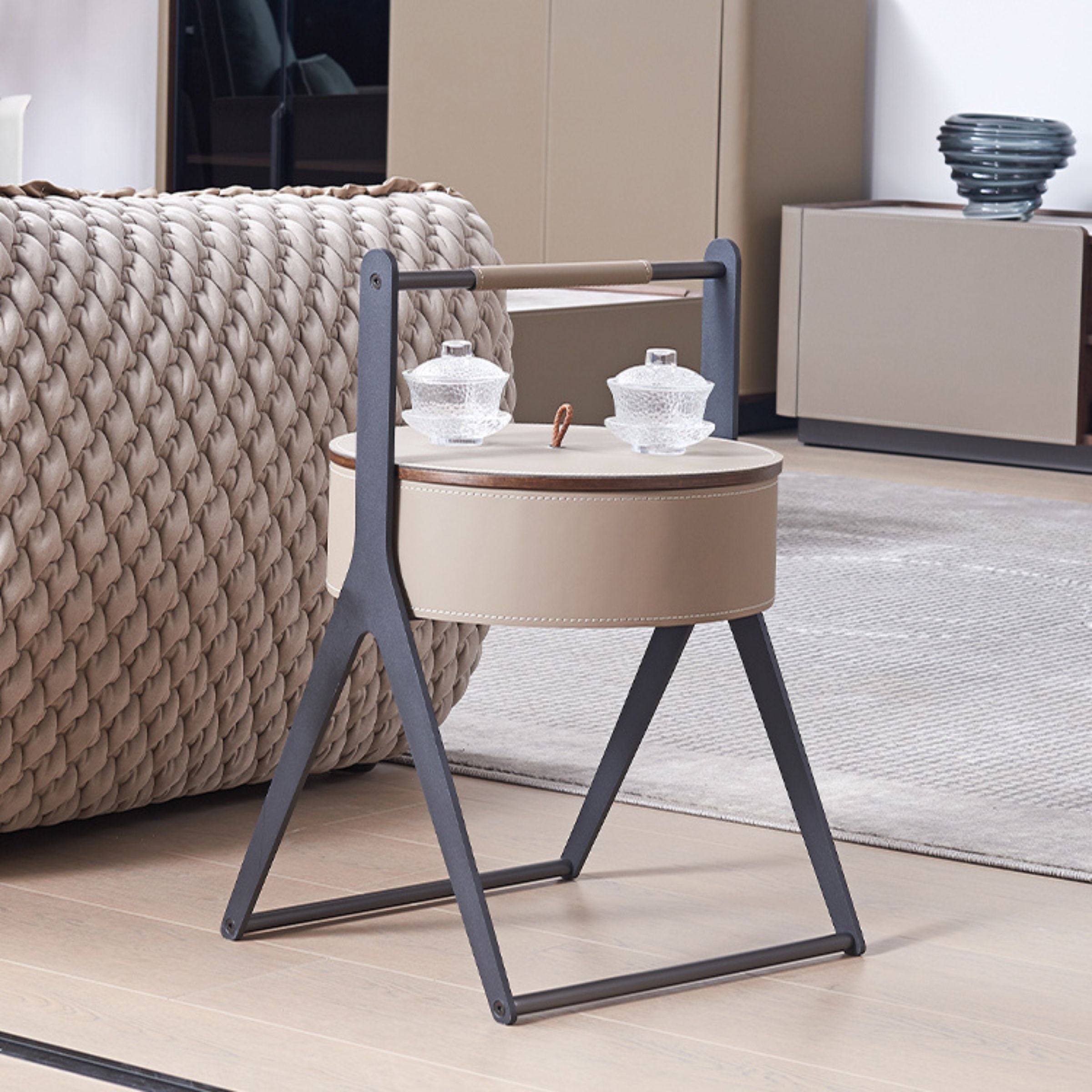 Saddle Leather Coffee Table MLL-D66 -  Coffee tables - ebarza Furniture UAE | Shop Modern Furniture in Abu Dhabi & Dubai - مفروشات ايبازرا في الامارات | تسوق اثاث عصري وديكورات مميزة في دبي وابوظبي