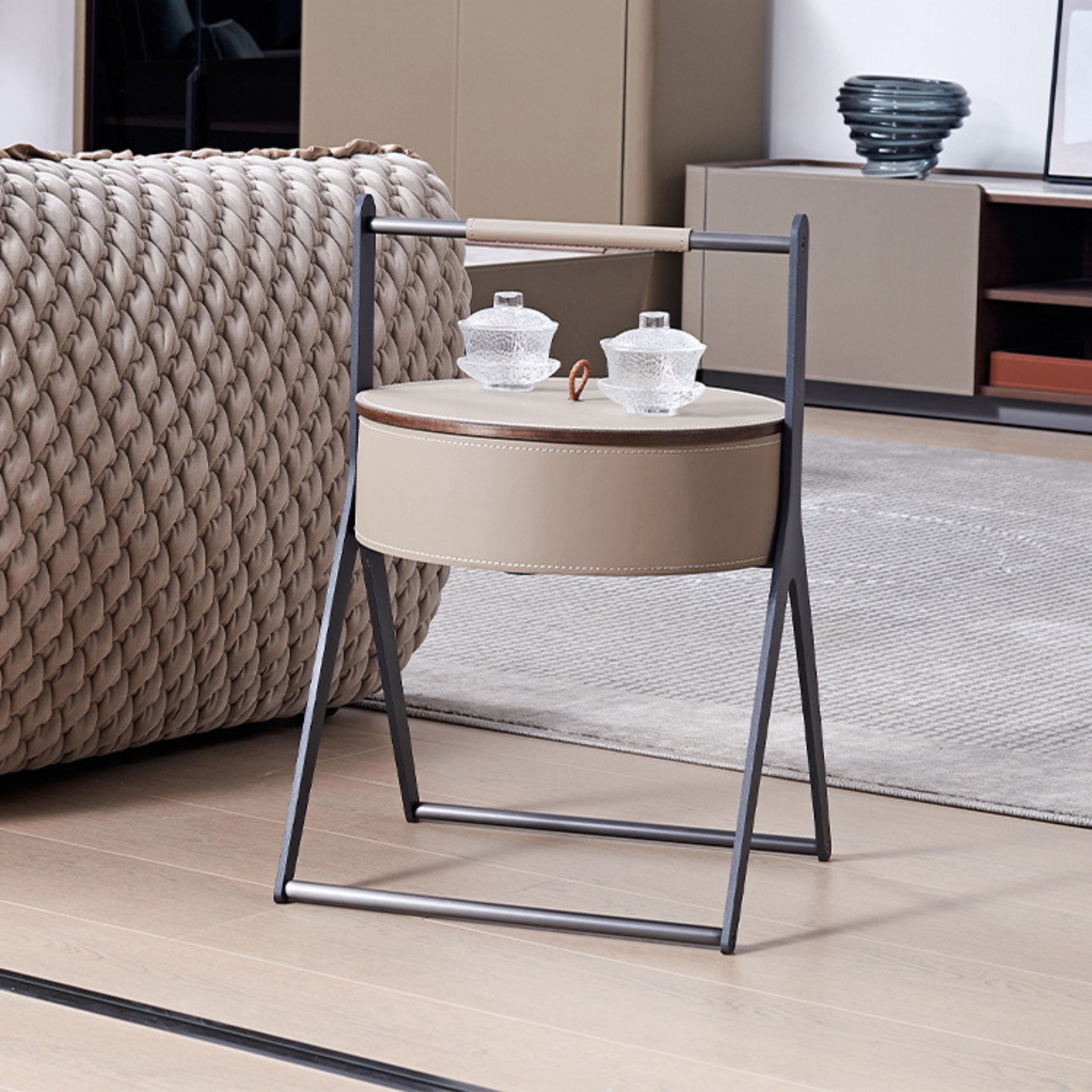 Saddle Leather Coffee Table MLL-D66 -  Coffee tables - ebarza Furniture UAE | Shop Modern Furniture in Abu Dhabi & Dubai - مفروشات ايبازرا في الامارات | تسوق اثاث عصري وديكورات مميزة في دبي وابوظبي