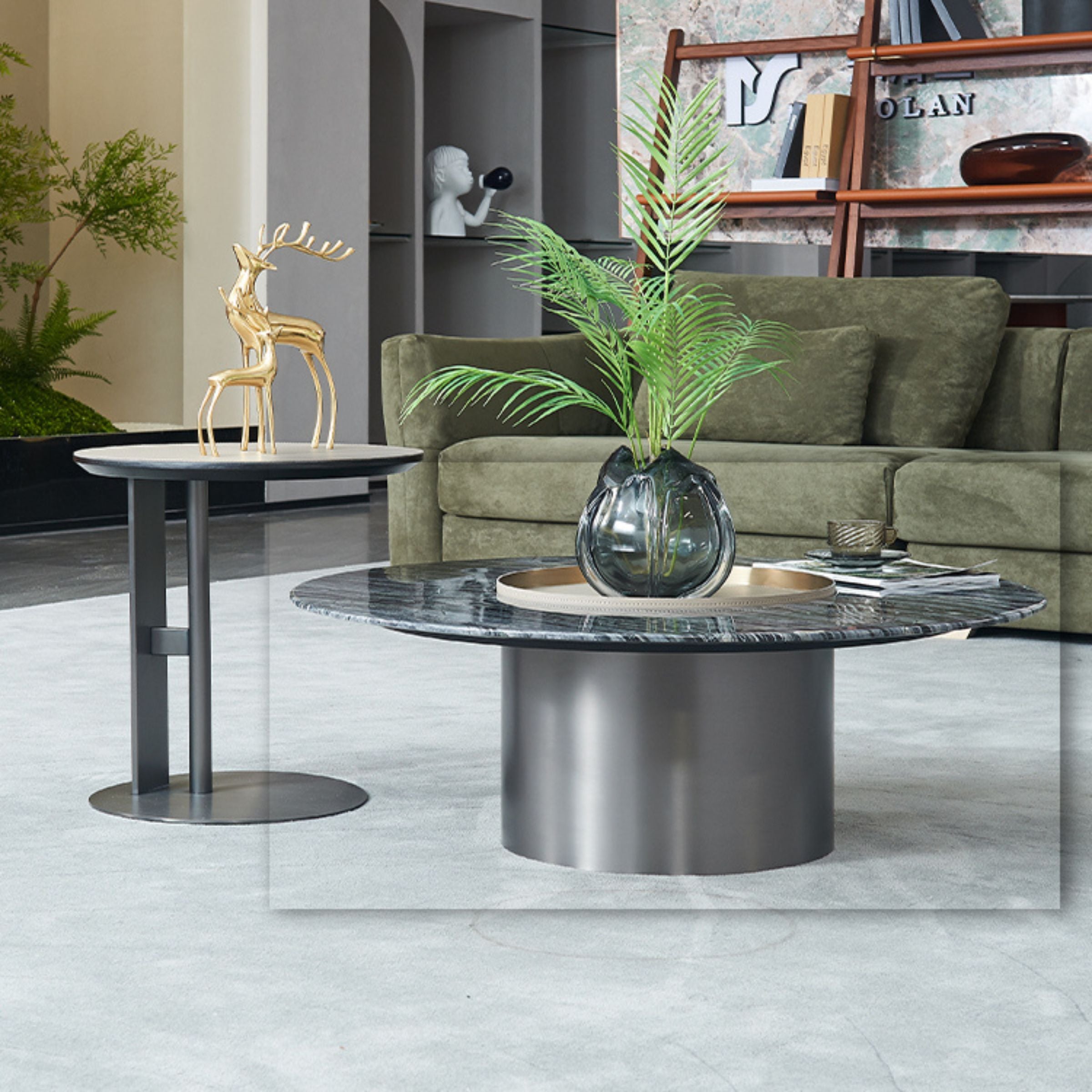 Saddle Leather Coffee Table MLL-D68 - Coffee tables - ebarza Furniture UAE | Shop Modern Furniture in Abu Dhabi & Dubai - مفروشات ايبازرا في الامارات | تسوق اثاث عصري وديكورات مميزة في دبي وابوظبي