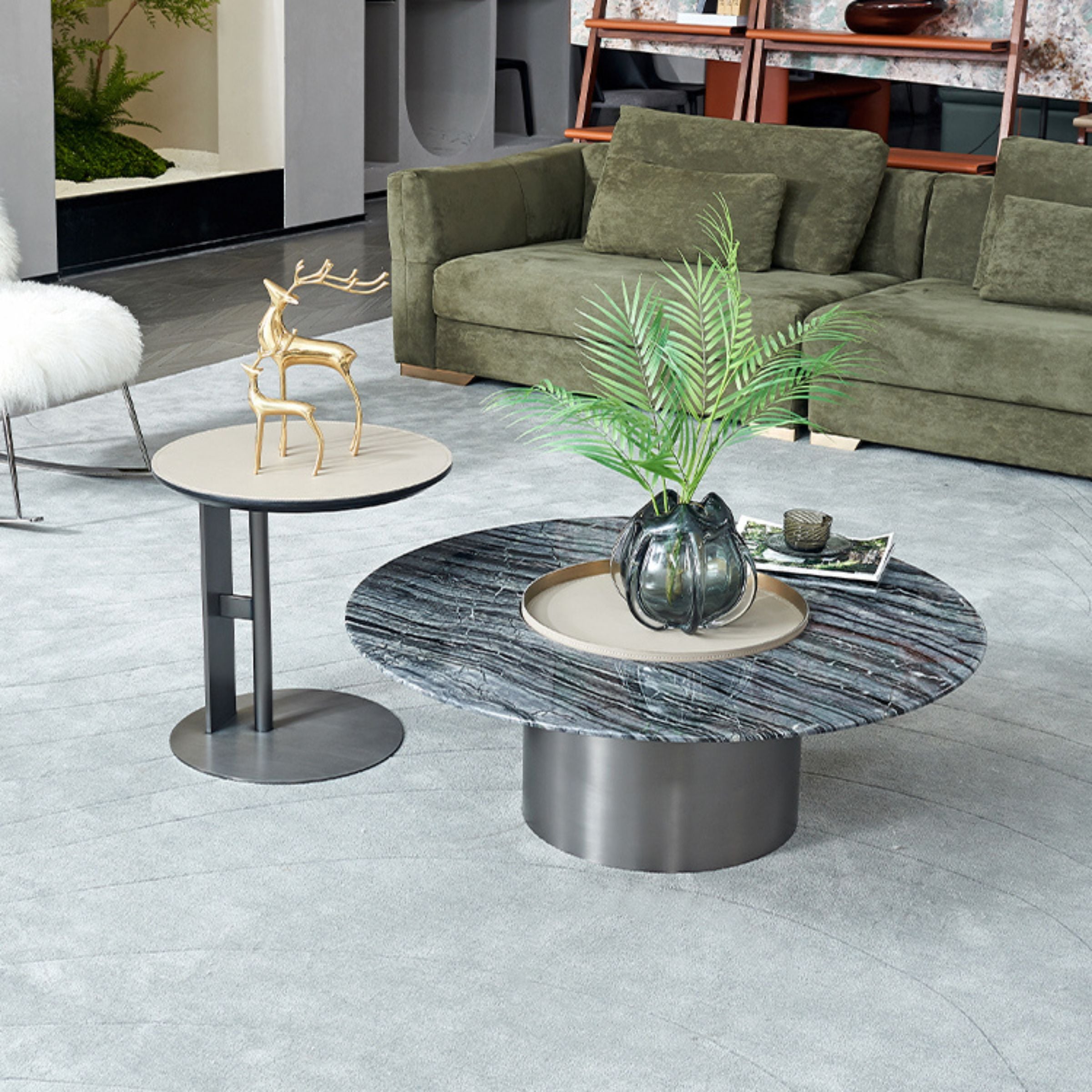 Saddle Leather Coffee Table MLL-D68 - Coffee tables - ebarza Furniture UAE | Shop Modern Furniture in Abu Dhabi & Dubai - مفروشات ايبازرا في الامارات | تسوق اثاث عصري وديكورات مميزة في دبي وابوظبي