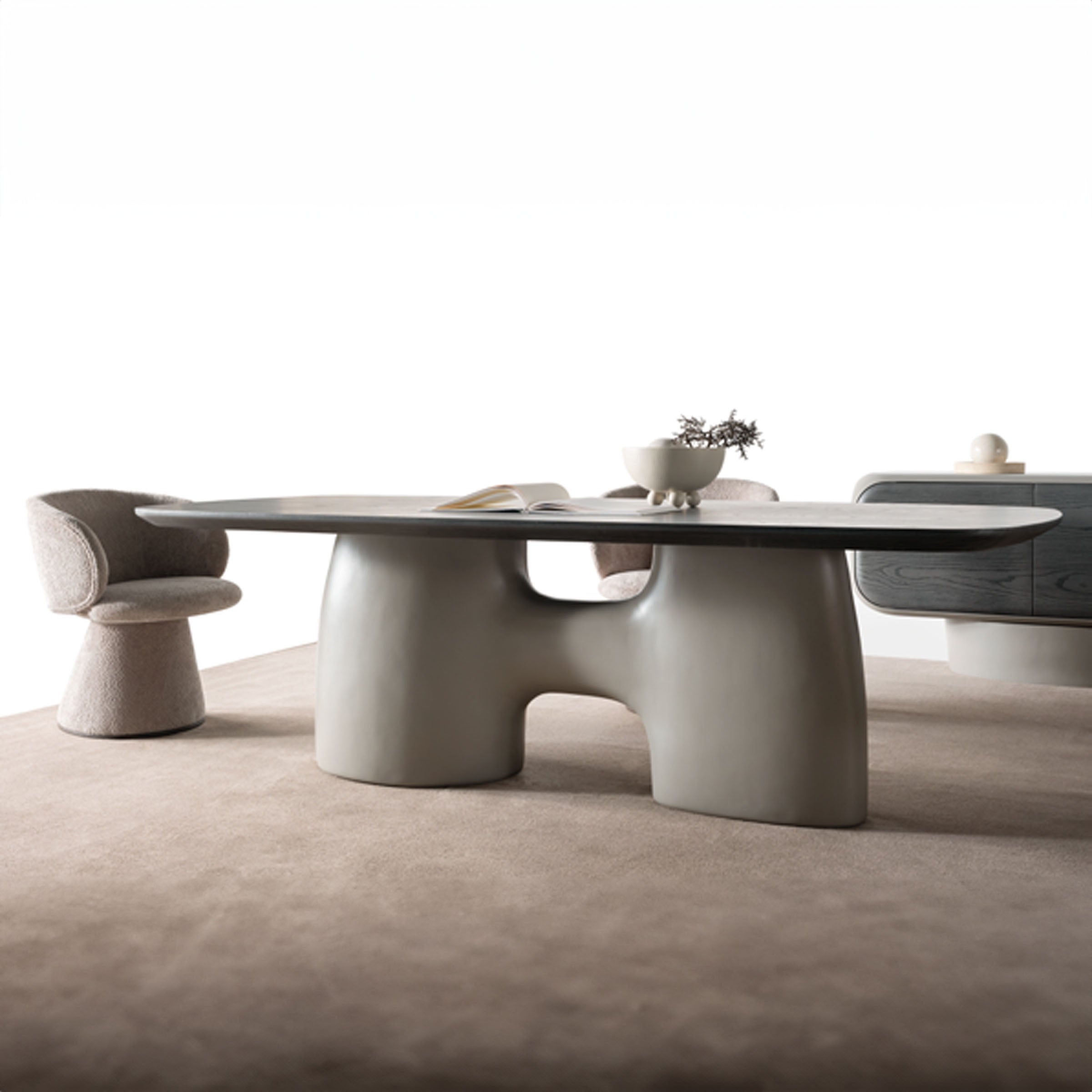 MOON Dining Table SAR-DT12 - Dining Tables - ebarza Furniture UAE | Shop Modern Furniture in Abu Dhabi & Dubai - مفروشات ايبازرا في الامارات | تسوق اثاث عصري وديكورات مميزة في دبي وابوظبي