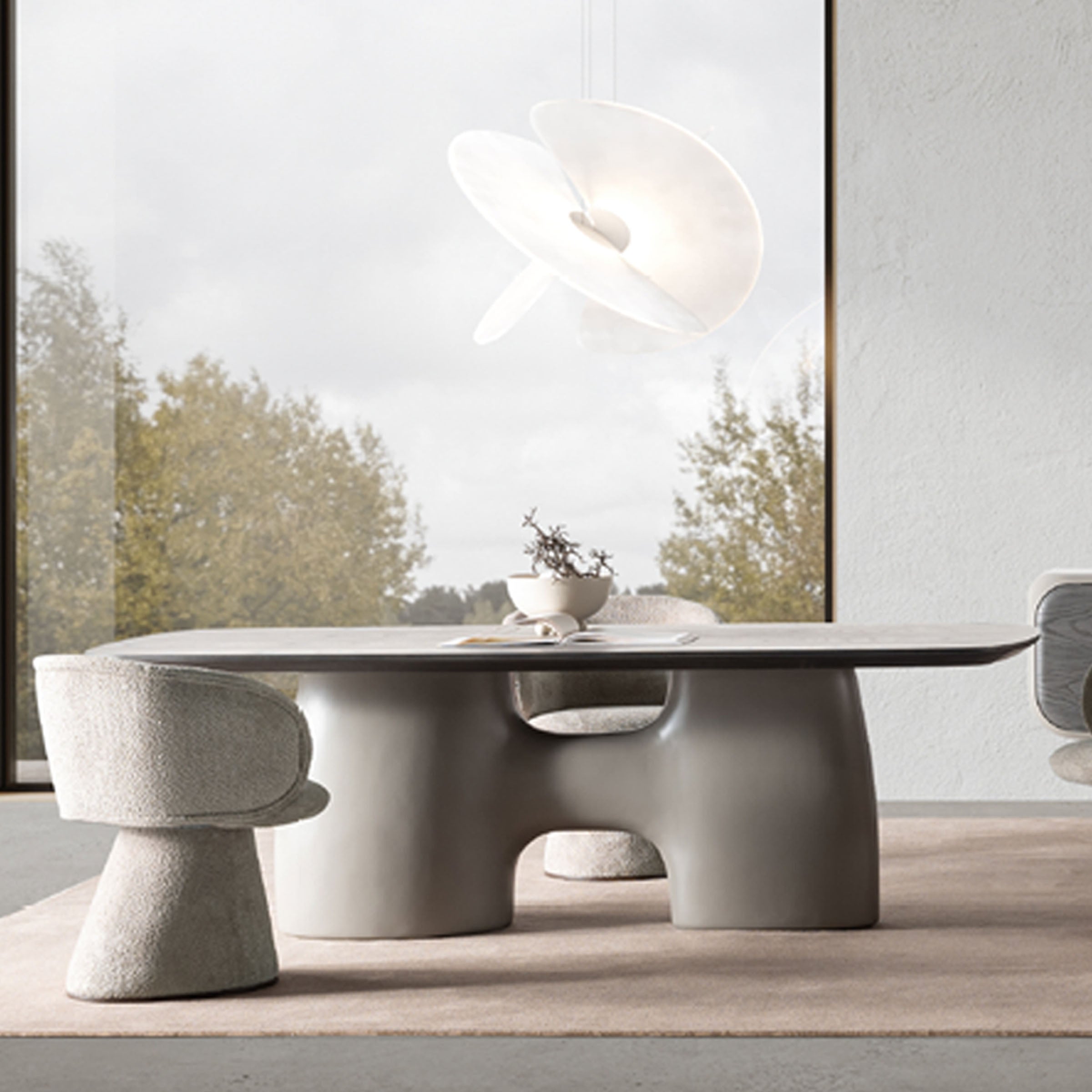 MOON Dining Table SAR-DT12 - Dining Tables - ebarza Furniture UAE | Shop Modern Furniture in Abu Dhabi & Dubai - مفروشات ايبازرا في الامارات | تسوق اثاث عصري وديكورات مميزة في دبي وابوظبي